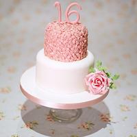 Sweet Sixteen pink confetti cake