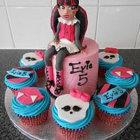 Monster High, draculaura cake & cupcakes