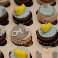 OH BOY! Bathtub and Rubber Ducky themed baby shower cake and cupcakes 