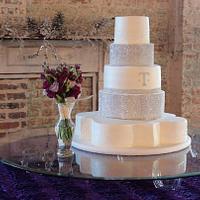 Quatrefoil Bling Wedding cake
