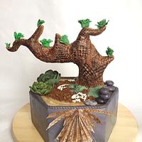 Bonsai tree cake with doodling 