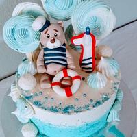 Creamy cake with sailor