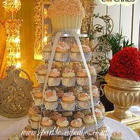 Peach & Ivory Giant Cupcake Wedding Tower