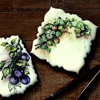 Watercolour painting on cookies, imitation of china porcelain painting