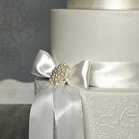 Wedding cake - lace and ribbon