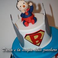 Baby superheroe baptism cake