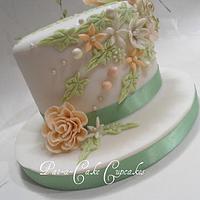 Delicate Peach and Gooseberry 60th birthday Cake