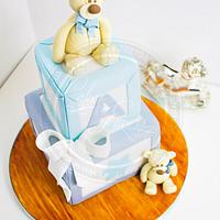 Bears and building blocks cake