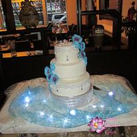 Blue Purple Wedding Cake