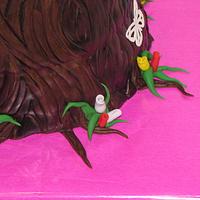 Bunny in a tree trunk cake