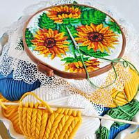 Cross-stitch, knitting, sunflowers and Gzhel...