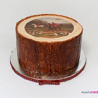 Fox Hunt Tree Stump Cake