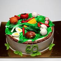 Cake with marzipan vegetables