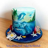 Hand painted dolphin cake