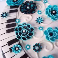Piano keys and funky flowers