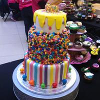 Ice cream cone and candy carnival cake 