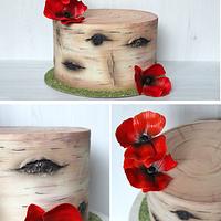 Birch and poppies