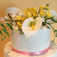 Spring flower wedding cake