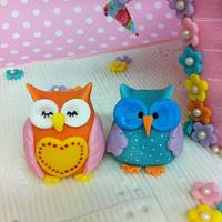 Owl and Birdhouse Cake