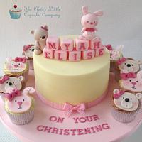 Bunny and Teddy Bear Christening Cake