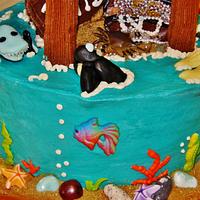 Diver / shark /plane /ocean cake
