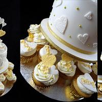 Gold themed Engagement Cupcake Tower