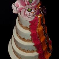 Indian saree themed wedding cake