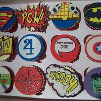 Comic styled character cupcakes