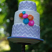 Happy chevron wedding cake 