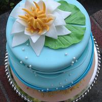 Ombre Wave Water Lily Cake