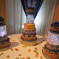 Indigo Blue and Gold Indian wedding cake