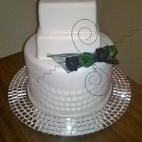 Flax Flowers Wedding Cake
