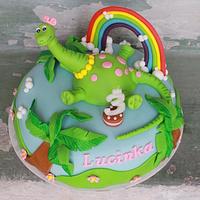 Dino cake with rainbow