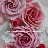 Pink rose wedding cake 