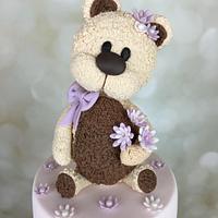 Teddy bear Christening cake for Amber x
