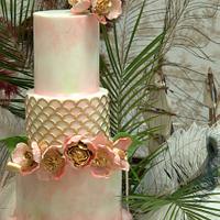 Chic Flowers Crown Wedding Cake by Mericakes