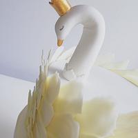 White chocolate swan cake