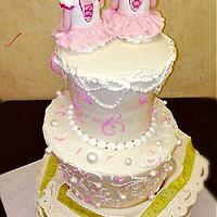 Shabby chic first birthday cake