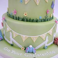 2 Tier Woodland Creature / Meadow Joint Christening Cake