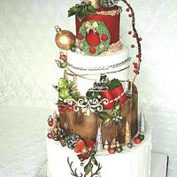 A Christmas  birthday cake