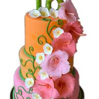 3 tier Hawaiian themed cake