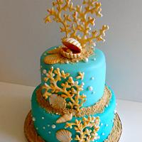 Mini beach themed cake