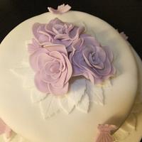 Purple Flowers & Butterflies Cake