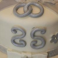 silver wedding cake