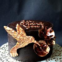 Chocolate Hummingbird & flowers