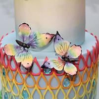 summer rainbow - wedding cake