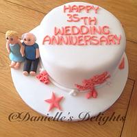 Coral wedding anniversary cake 