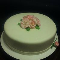 Pink tipped rose wedding cake