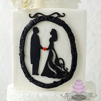 Silhouette wedding cake with ruffles