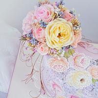 Hand Painted Cake and Wafer Paper Bouquet